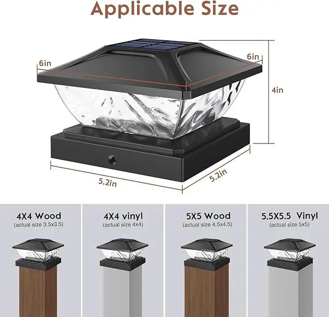 Solar Post Cap Lights Outdoor: 2 Pack 16 LED Fence Post Solar Lights, Solar Powered 2 Lighting Modes 4x4 Post Solar Lights for Garden Patio Deck Step Decor, Fit 3.5x3.5 5x5 Vinyl Wooden Lamp Post by GreenHaven Gardens