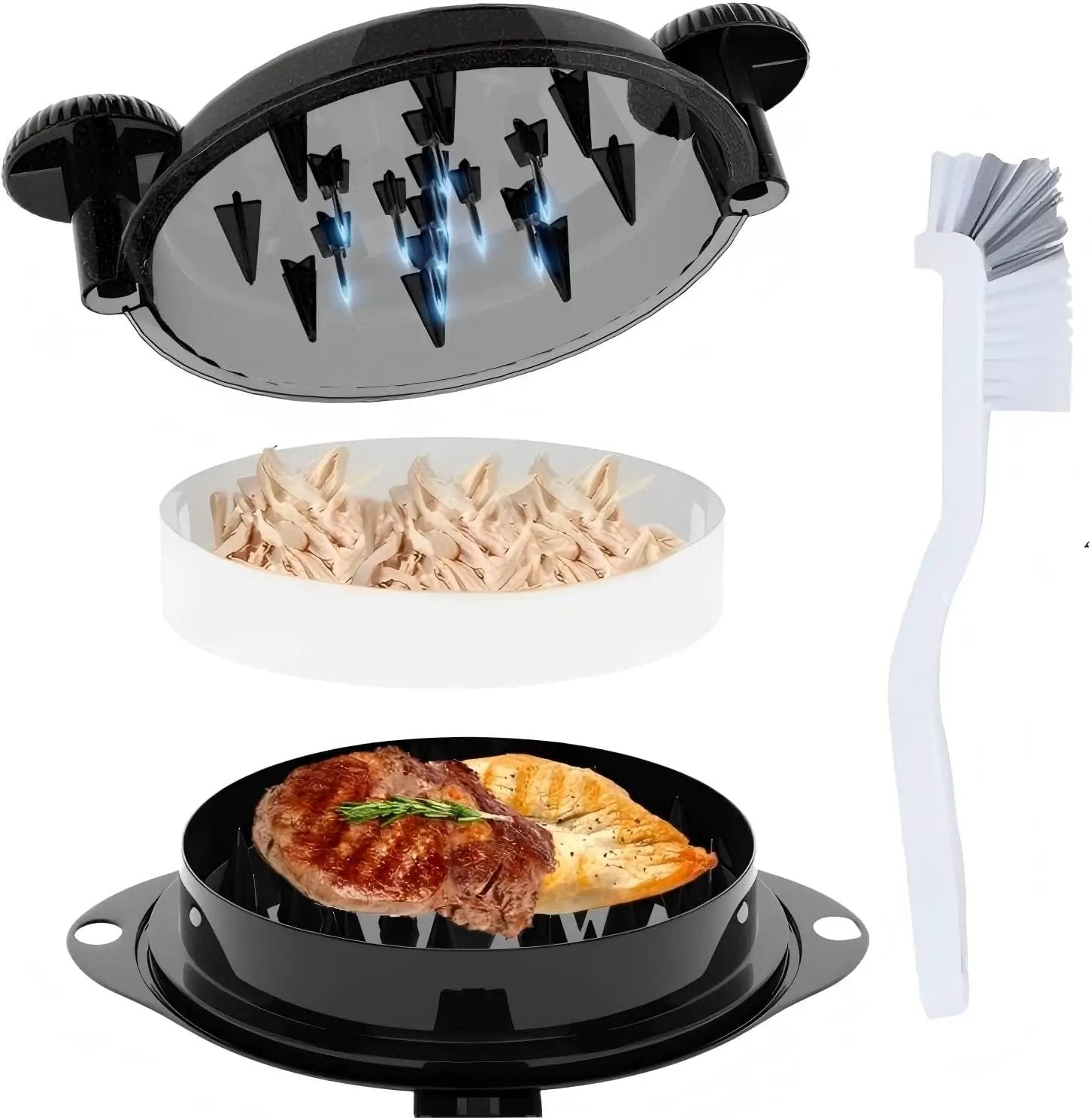 Chicken Shredder Meat Shredder Tool Twist Chicken Breast Shredder Large-Shredding Tools Chicken Breast, Pulled Pork, Beef with Stainless Steel Spikes (Black&Black) by GreenHaven Gardens