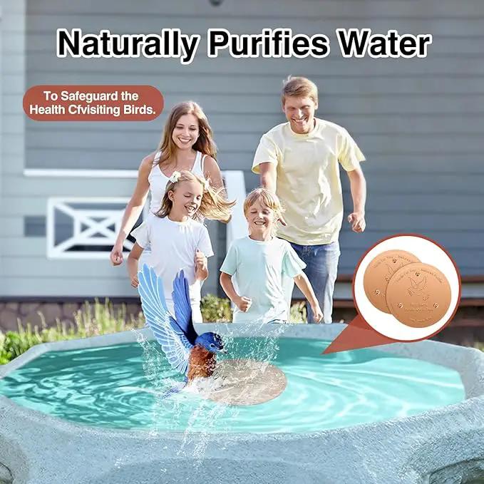 Bird Bath Copper Plate Disk 99.99% Pure Copper Cleaning Disk Stable Triple-Point Support Outdoor Bird Bowl, Pure Copper Bird Bath Purification Tray, Suitable for All Seasons by GreenHaven Gardens
