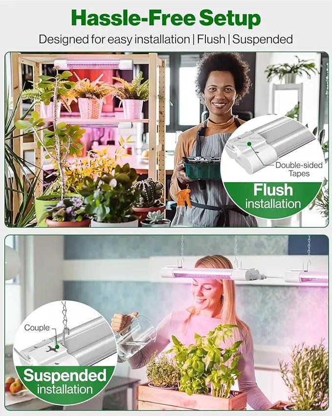 Sunco 1ft Grow Light LED, 10W, Full Spectrum, for Seed Starting, Seedling, Indoor Plants, Plug in Suspended Fixture, Link Up to 16, Inline Switch, ETL 2 Pack by GreenHaven Gardens