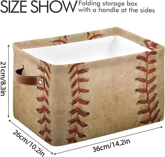 Baseball Rectangular Storage Basket Organizer Bin Shelf Baskets For Home Office Dorm by GreenHaven Gardens
