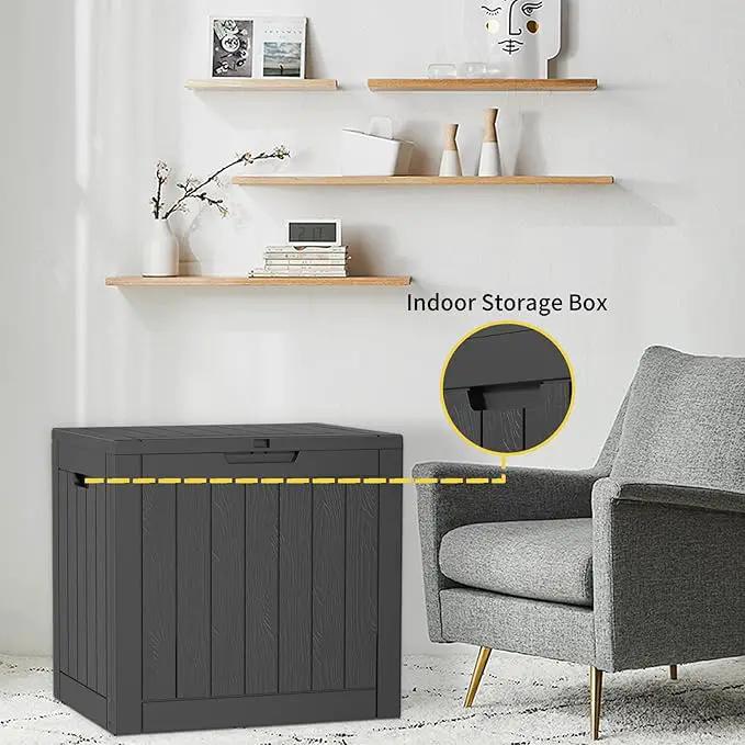 30 Gallon Resin Deck Box,Lockable Outdoor Storage Box for Patio Cushions Storage Furniture,Garden Tools,Pool Supplies, Weatherproof and UV Resistant- Black by GreenHaven Gardens
