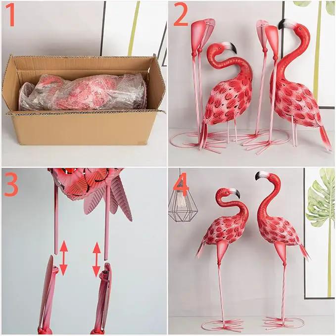 XONOR Metal Flamingo Garden Statues Red Flamingo Yard Art Outdoor Sculptures for Home Patio Lawn Backyard Décor, Set of 2 by GreenHaven Gardens