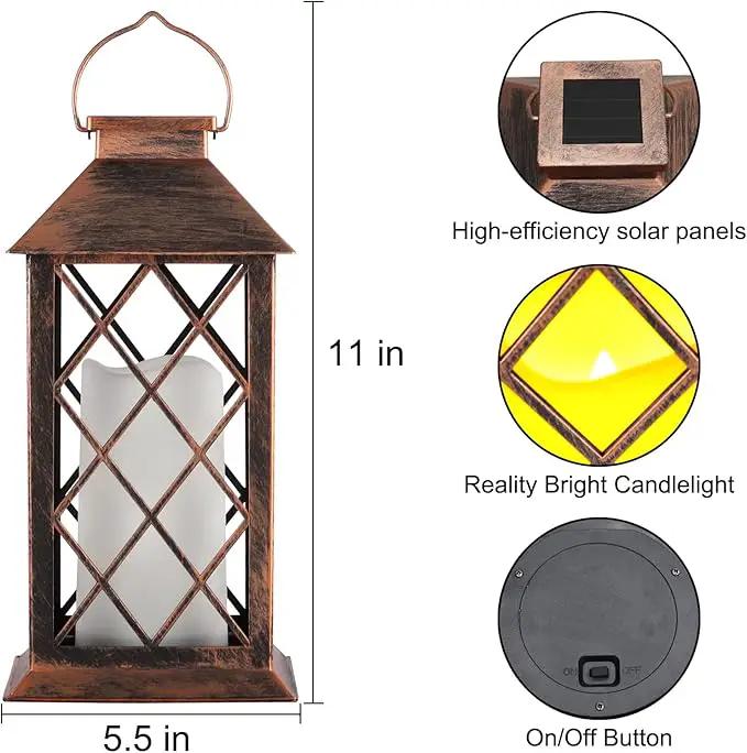 2 Pack Solar Lantern Outdoor Waterproof Garden Decor Hanging Lanterns Birthday Gifts for Women Mom 11" LED Flickering Flameless Candle Christmas Table Lights for Yard, Patio, Porch, Backyard by GreenHaven Gardens