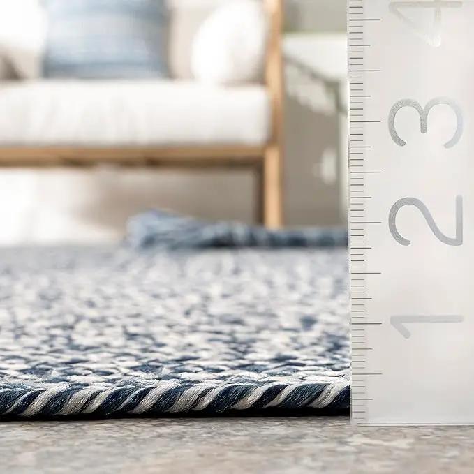 nuLOOM Oval 3' x 5' Solid Hand Braided Indoor/Outdoor Area Rug, Pet-Friendly, High Traffic, Weather Resistant, for Patio, Balcony, Bedroom, Living, Dining Room, Wynn Navy by GreenHaven Gardens