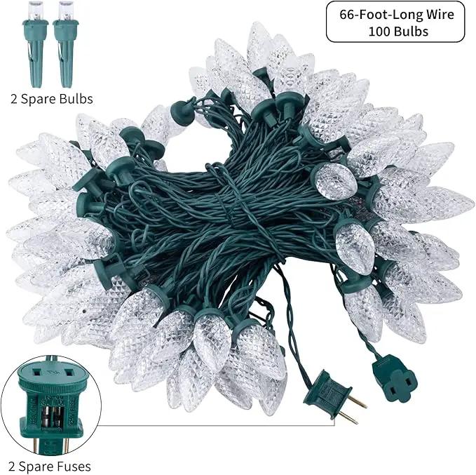 Brightown C9 LED Christmas String Lights, 66ft 100 LED Waterproof Strawberry String Lights, Plug-in Extendable Green Wire Lights String for Outdoor Indoor Outside Patio Wedding Party Decoration by GreenHaven Gardens