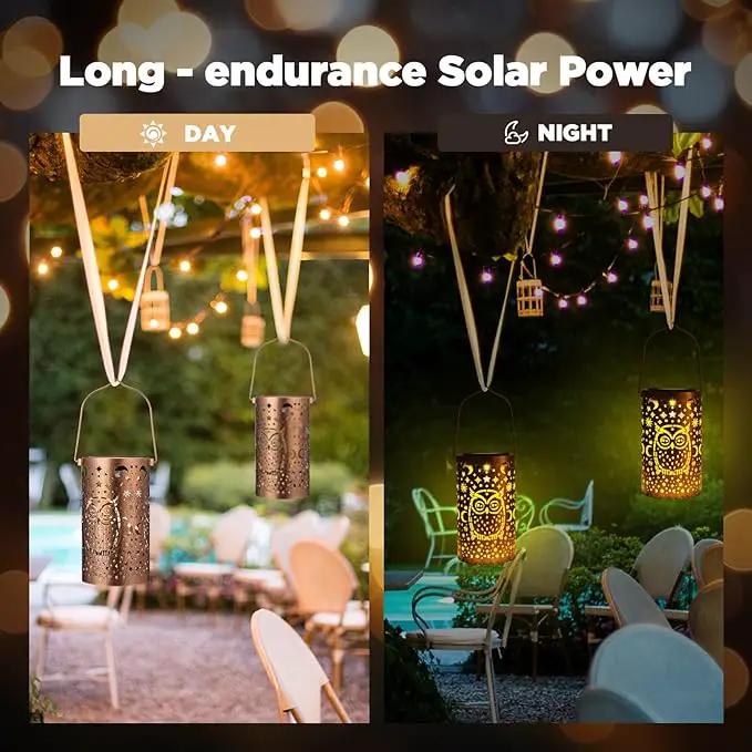 VIHOSE 4 Pack Owl Solar Lanterns Owl Solar Lights Outdoor Garden Waterproof Lights Hanging Garden Decor for Patio Yard Deck Porch Balcony Lawn Gardening Decoration Gifts by GreenHaven Gardens