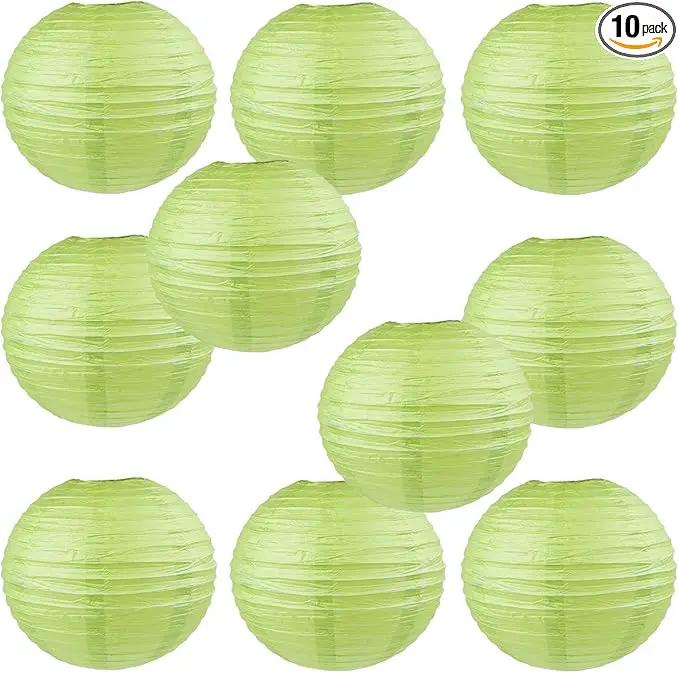 WYZworks - Round Paper Lanterns 10 Pack (Green Grape, 16") - Hanging Paper Lanterns Lamp for Wedding, Birthday, Party and Home Decorations with 8", 10", 12", 16" option by GreenHaven Gardens