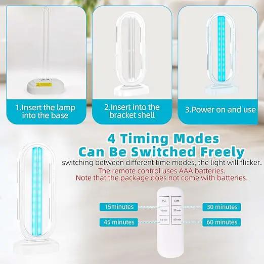 UV Light Sanitizer,UVC Home Disinfection Device 4-Speed Timing and Remote Control,Ultraviolet Light Sanitizer,UV Lamp for Whole Room,White by GreenHaven Gardens