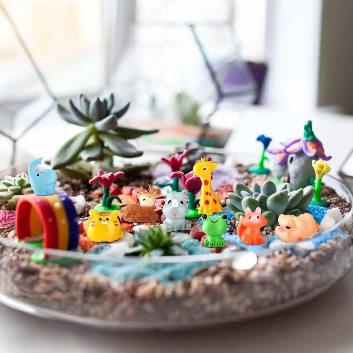 50 Pcs Mini Resin Animals Various Mini Animals Figurines for Farm Animal Figures,Dollhouse,Fairy House Garden,Micro Landscaping by GreenHaven Gardens