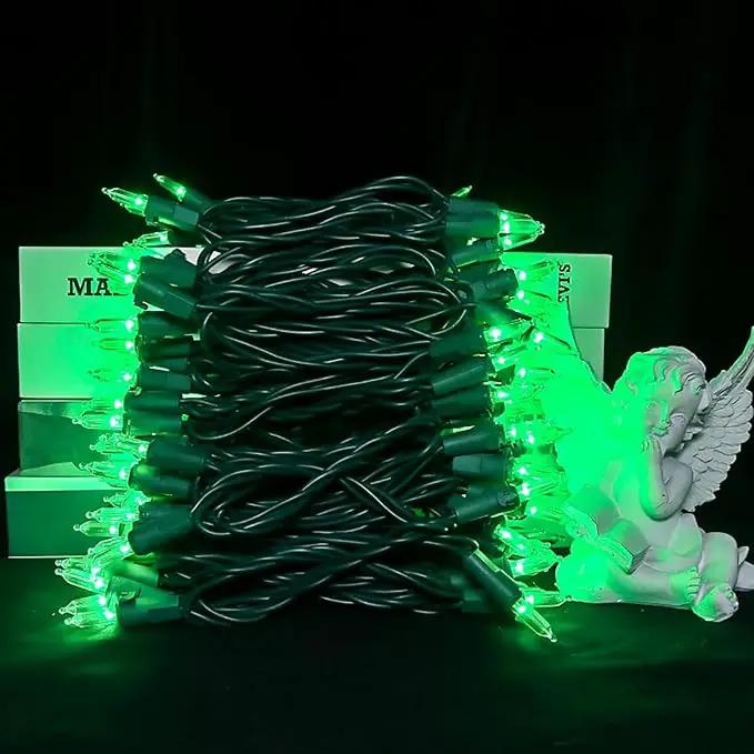 Green Christmas LED Lights - 2 Pack 100 Count Green Christmas String Lights for Tree, Party, Holiday, Indoor/Outdoor St. Patrick's Day Decorations, 2 Sets 33 Feet Green Wire, UL Certified, Connectable by GreenHaven Gardens