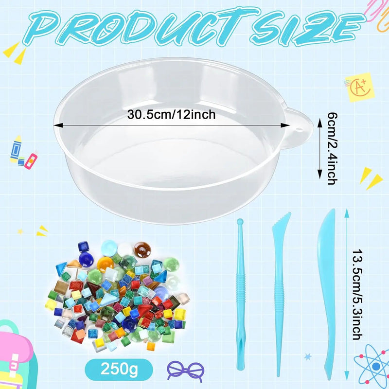 24 Pcs Stepping Stone Kit Includes Concrete Mold, Mosaic Tiles and Carving Tools, DIY Craft Handmade Stepping Stone Kit for Kids, Family, Garden Outdoor Decor, No Concrete Mix (Round,12 Inch) by GreenHaven Gardens