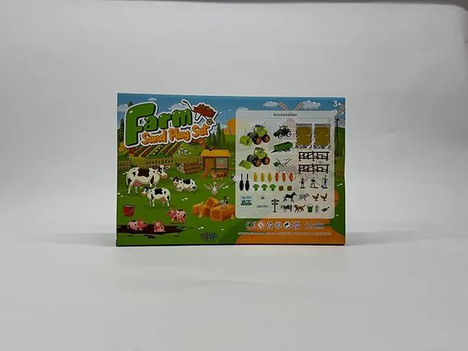 FRUSE Play Sand Farm Toys,Sensory Bins for Toddlers with 2.2lbs Sensory Play Sand,Farm Figures & Tractor Playset,Sandbox Toys for Kids 3 4 5 6 7 by GreenHaven Gardens