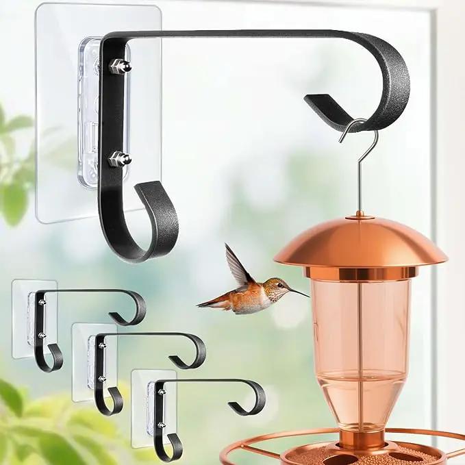 Bird Feeder Hanger Window Mount: Metal Hanging Bird Feeder 6Inch - Geometric Window Hummingbird Feeder - for Outside Decorative - 4pcs by GreenHaven Gardens