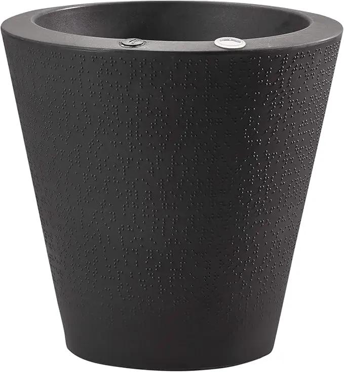 Crescent Garden Dot TruDrop Indoor/Outdoor Planter, Self-Watering Plant Pot, 16 Inches, (Caviar Black) by GreenHaven Gardens