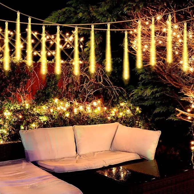Christmas Meteor Shower Lights Outdoor - 12 Inch 10 Tube 360 LED Falling Rain Snow Icicle Cascading Light for Xmas Tree Garden Roof Eaves Decoration by GreenHaven Gardens