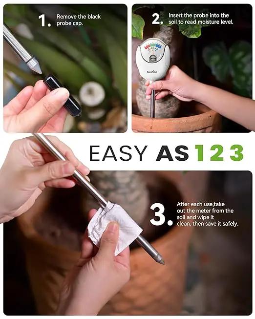 RAINPOINT Soil Moisture Meter for Plants - Accurate Plant Water Meter for Houseplants and Outdoor Plants,Gardening,Farming,No Batteries Needed(White by GreenHaven Gardens