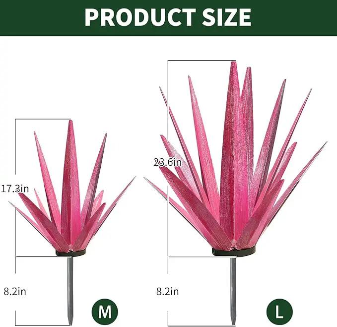 Large Tequila Rustic Sculpture, Rustic Metal Agave Plants for Outdoor Patio Yard, Home Decor Hand Painted Metal Agave Garden Yard Statue, Outdoor Lawn Ornaments Yard Stakes (Rose Red - M) by GreenHaven Gardens