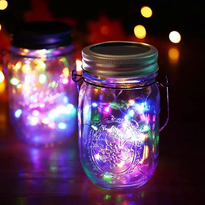 Solar Mason Jar Lid Lights, 10 Pack 30 LED Waterproof String Fairy Star Firefly Jar Lids Lights with Hangers for Patio Garden Yard Lawn Party Wedding Christmas Decoration (Jars Not Included) by GreenHaven Gardens
