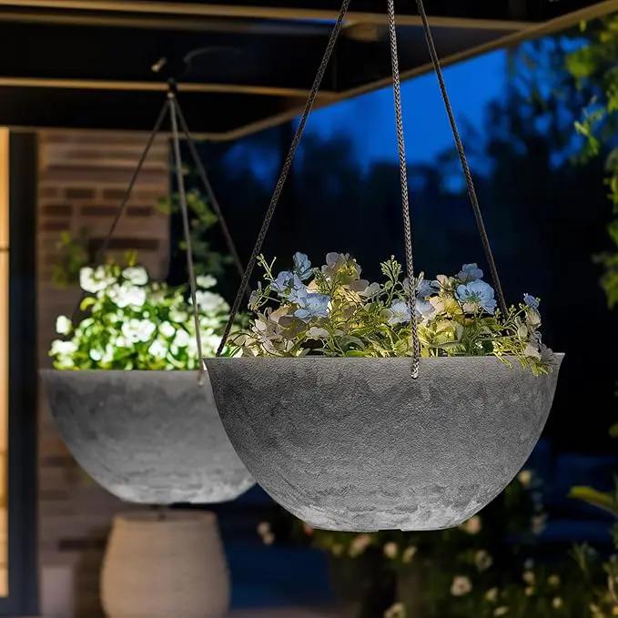 LA JOLIE MUSE Large Hanging Planters for Indoor Outdoor Plants, Hanging Flower Pots Marble Pattern (13.2 Inch,Set of 2) by GreenHaven Gardens