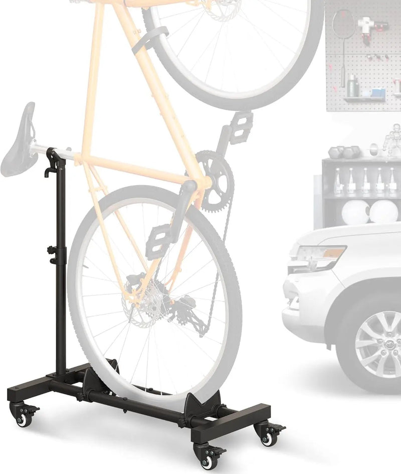 Vertical Bike Stand, Freestanding Indoor Bike Storage Rack Upright Bicycle Floor Stand Indoor Bike Holder with Adjustable Height for Garage & Apartment - for Wheels Sizes up to 29” by GreenHaven Gardens