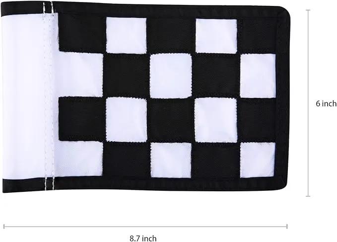 Golf Flag, Green Putting Green Flag,Solid Nylon and Checkered Training Flags for Indoor Outdoor Backyard Garden, Portable Golf Target Flags,8.7 * 6 inch (White-Black) by GreenHaven Gardens