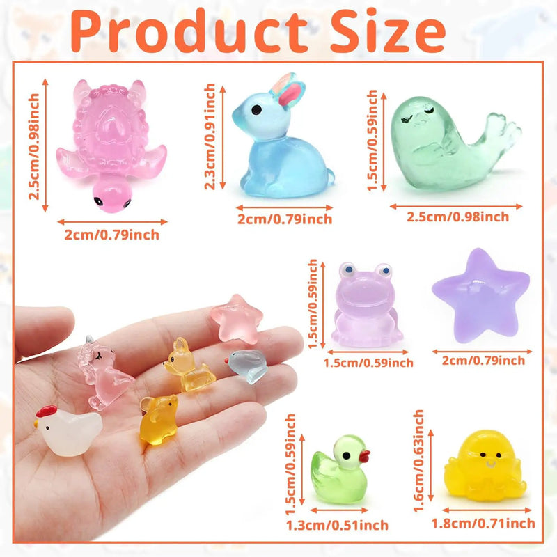 Anvin 120 pcs Mini Resin Animals Glow in The Dark Garden Miniatures Luminous Fairy Garden Figurines with Mini Ducks/Owls/Frogs/Pandas for Micro Landscape Cake Potted Plants Dollhouse Decor by GreenHaven Gardens