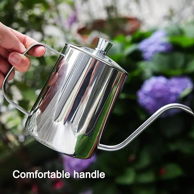 OFFIDIX Watering Can for Indoor Plants,Long Spout Metal Stainless Steel 21 oz/600 ml Watering Can with 14 oz/400ml Glass Plant Mister Spray Bottle for House Plant Bonsai by GreenHaven Gardens
