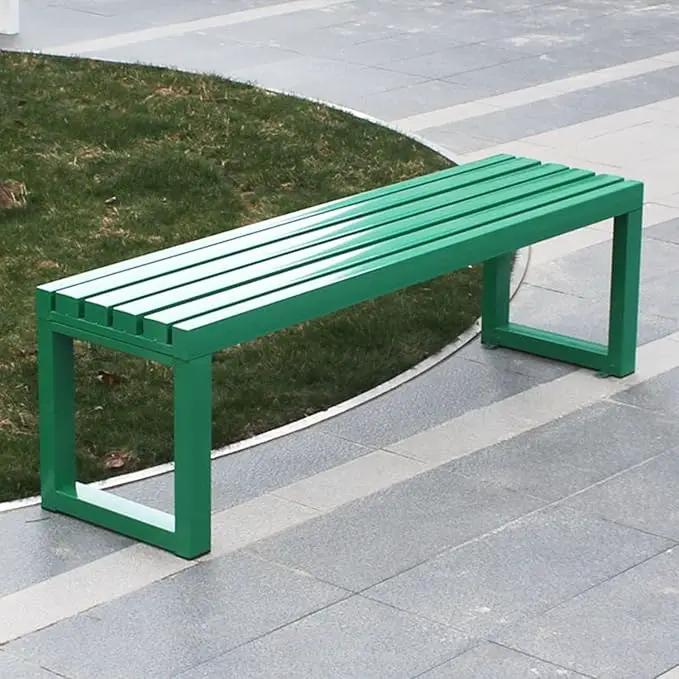 Weatherproof Metal Dining Bench, Outdoor Bench Backless Patio Bench 2-Person Farmhouse Bench Garden Bench for Kitchen, Living Room, Entryway(Green,40in) by GreenHaven Gardens