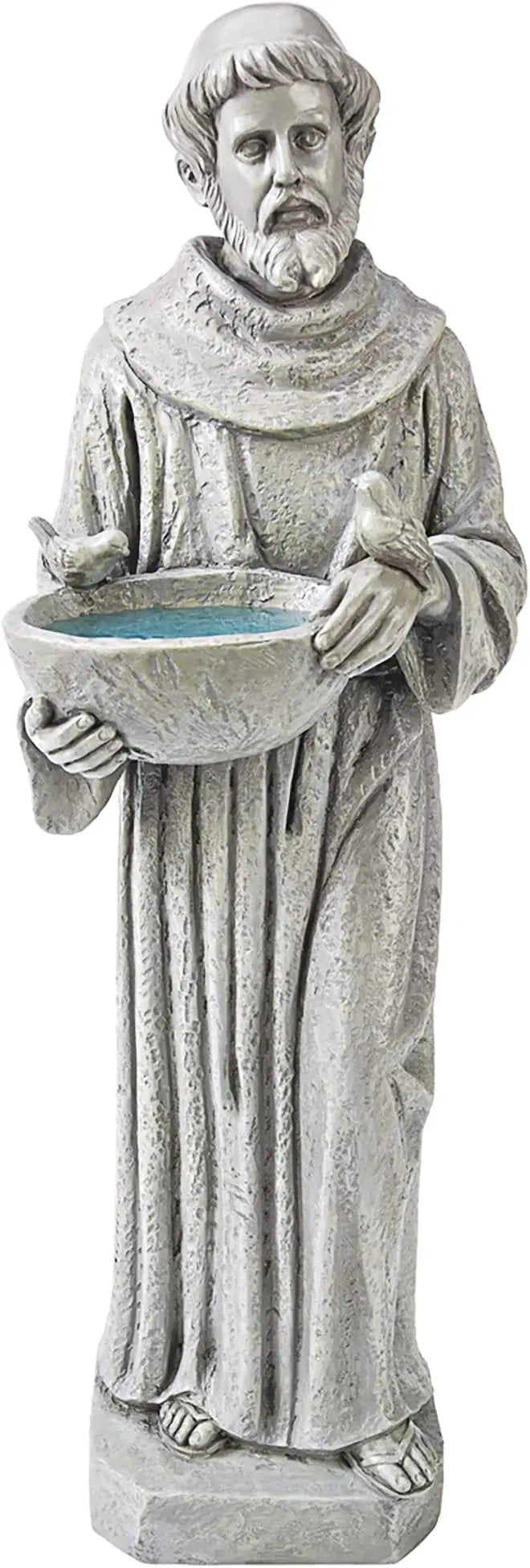 Design Toscano Nature's Nurturer Francis Assisi Religious Garden Decor Statue Bird Bath Feeder, Small, 20 inch, Cast Stone Resin, Antique Stone Finish by GreenHaven Gardens