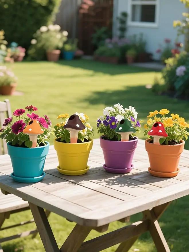 Kalolary 4Pcs Plant Watering Globes, Self Watering Spikes Terracotta Drip Water Stakes Irrigation Watering Bulbs for Pot, Indoor, Outdoor, Vacation (Mushroom) by GreenHaven Gardens