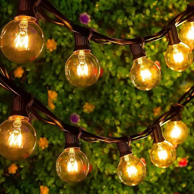 Outdoor String Lights, 100Ft G40 Globe Patio Lights Waterproof with 100 Warm White Bulbs, Connectable Hanging Backyard Light for Outside Garden Balcony Holiday Party Decor-Black by GreenHaven Gardens
