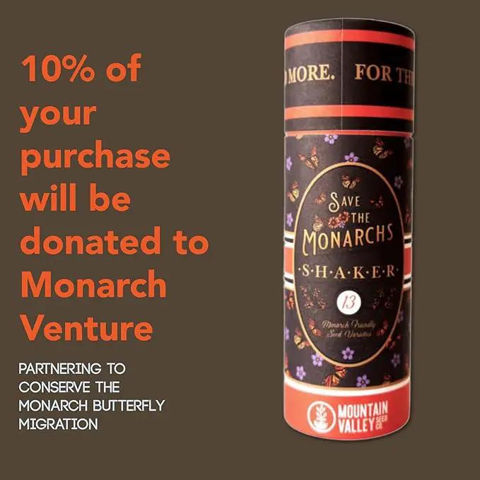 Save The Monarchs Wildflower Seed Shaker - 100,000+ Wild Flower Seeds for Planting - Beautiful Easy to Sow Seed Shaker - 13 Varieties to Attract Monarch Butterflies & Pollinators - Covers ~250 sq ft by GreenHaven Gardens