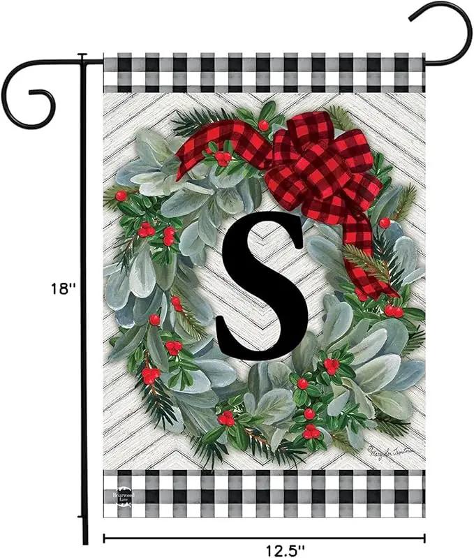 Briarwood Lane Winter Wreath Monogram Letter S Garden Flag by GreenHaven Gardens
