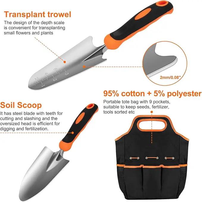 Gardening Tool Set, CHRYZTAL Stainless Steel Heavy Duty Gardening Tool Set, with Non-Slip Rubber Grip, Storage Tote Bag, Outdoor Hand Tools, Ideal Gardening Gifts for Women by GreenHaven Gardens