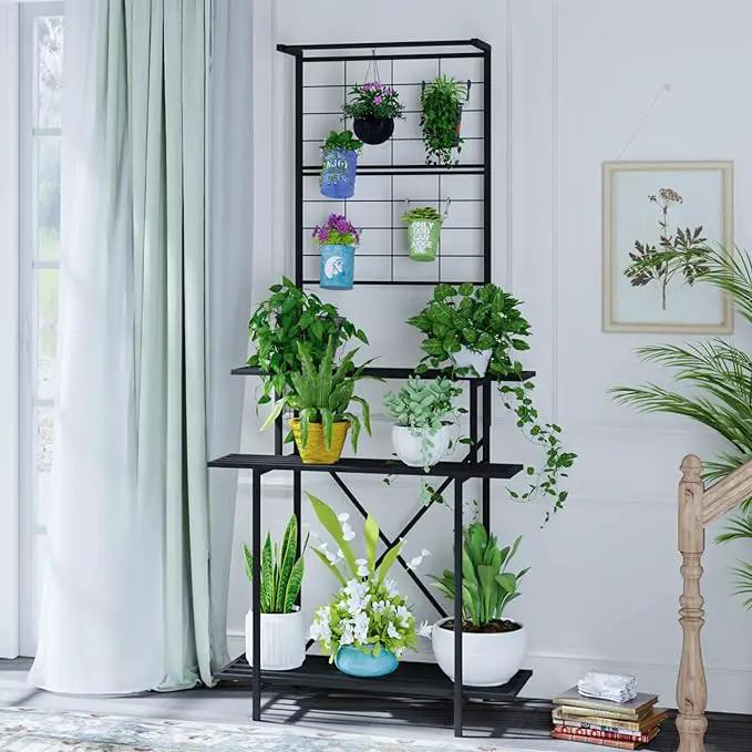 Hanging Plant Pot Shelf Rack Heavy Duty Plant holder Trellis,Multi Layer Plant Stand for Home, Garden, Balcony by GreenHaven Gardens