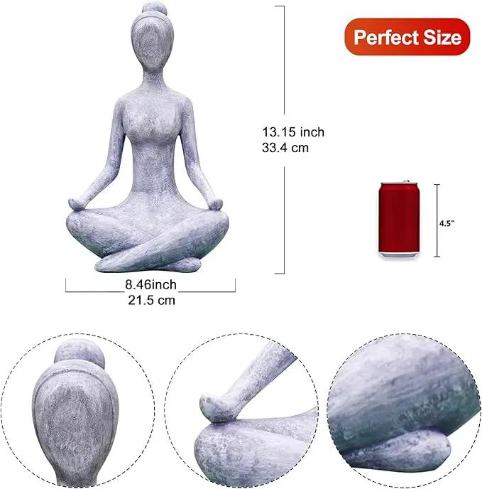 Goodeco Zen Lady Garden Outdoor Statue - Resin Collectible Figurines for Home Decor Accents & Shelf Decoration, Great Gift Ideas, 11.4 Inches (Grey) by GreenHaven Gardens