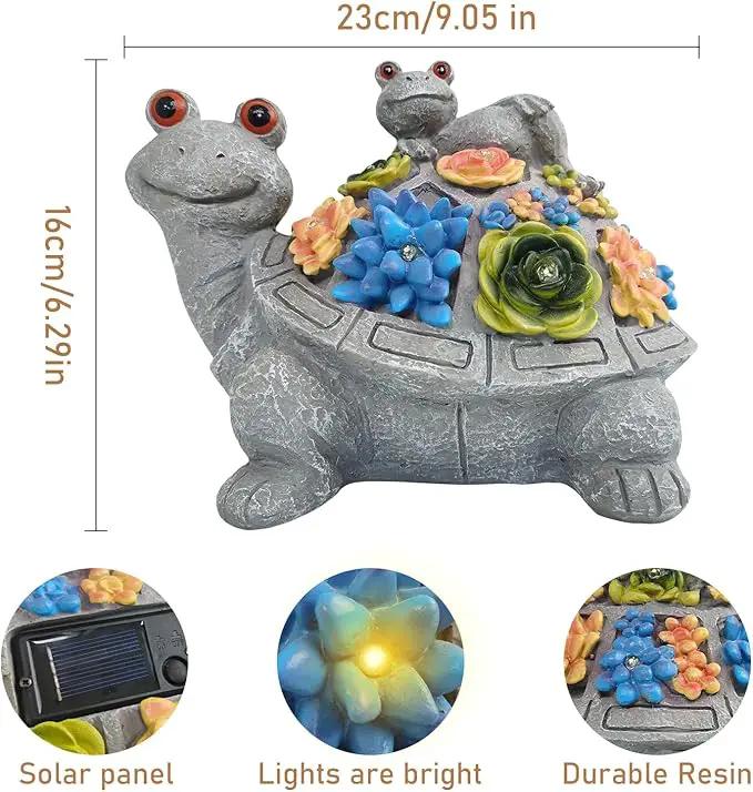 J.CARP Outdoor Solar Garden Turtle Statue with Succulents and 7 LED Lights for Garden, Patio, Lawn, Outdoor Patio and Deck Decorations, Unique Housewarming Gifts by GreenHaven Gardens