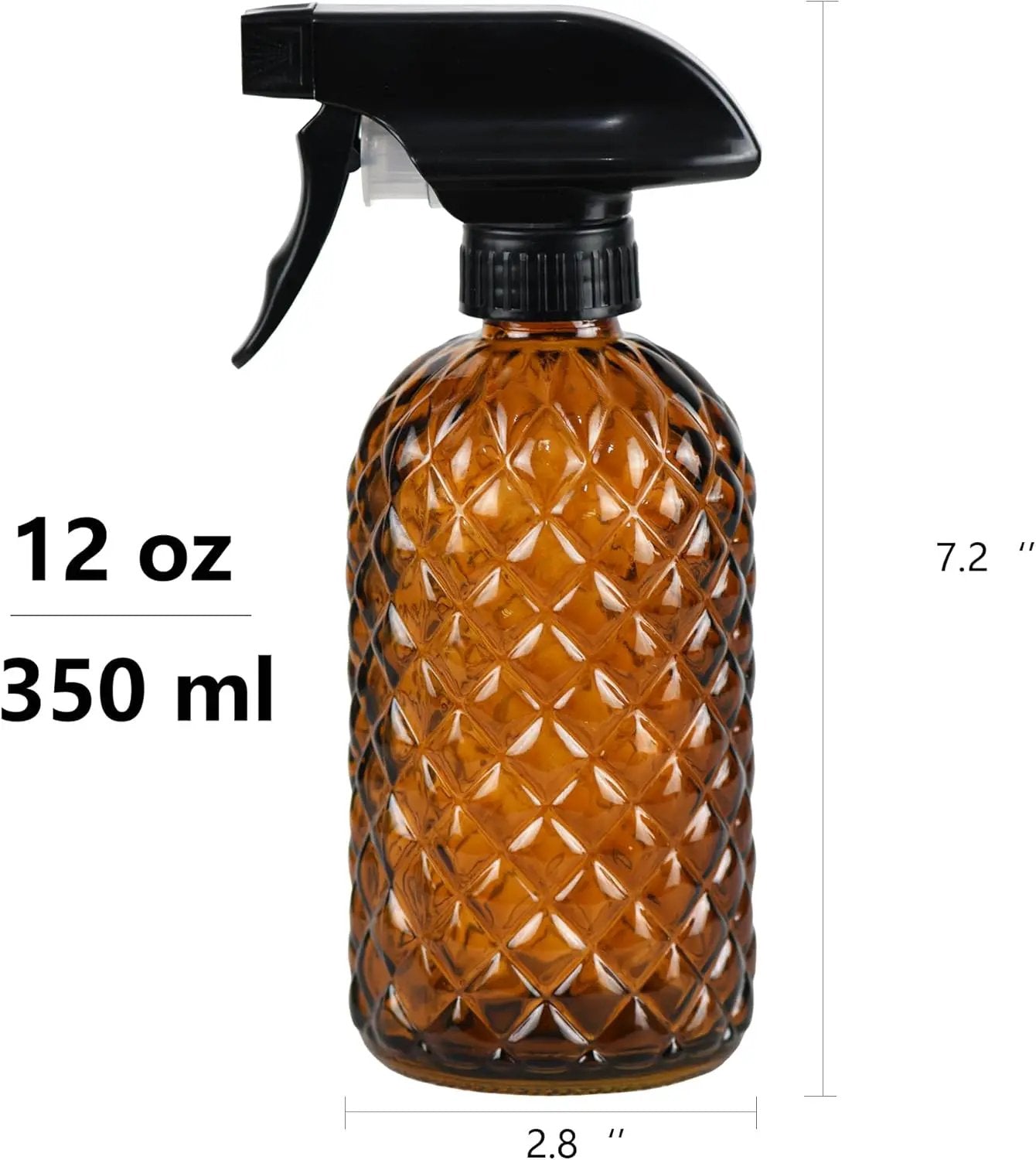 12Oz Glass Plant Spray Bottle, Gem Pattern Glass Sprayer, Watering Can with Black Plastic Top Pump, Handheld Watering Can for Indoor Outdoor Potted Plants and Greenery (Amber) by GreenHaven Gardens