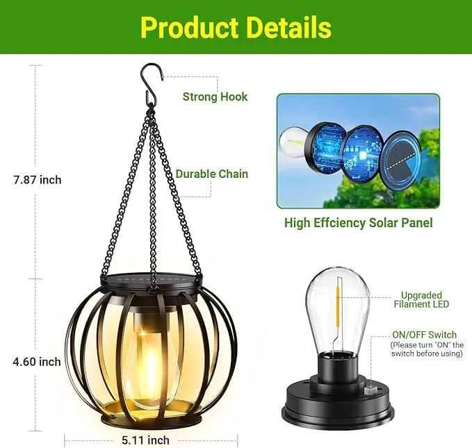 KOOPER Solar Lanterns Outdoor Lights, 4 Pack Upgraded Metal Solar Lantern Lights, Brighter Hanging Solar Lights Outdoor Waterproof, Auto On/Off Outdoor Solar Lights for Yard Garden Patio Pathway Decor by GreenHaven Gardens