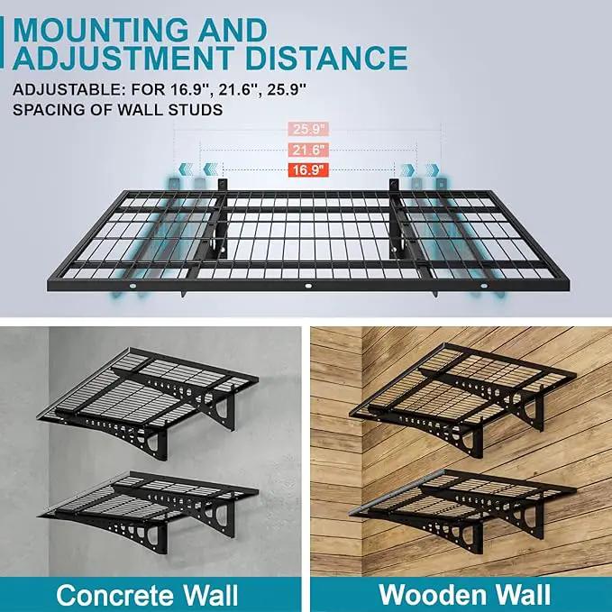 2-Pack 2×3ft Garage Wall Shelving, 24×36 inches Heavy Duty Wall Mounted Shelves, Garage Storage Shelf, 500 lbs Load Capacity, Black by GreenHaven Gardens
