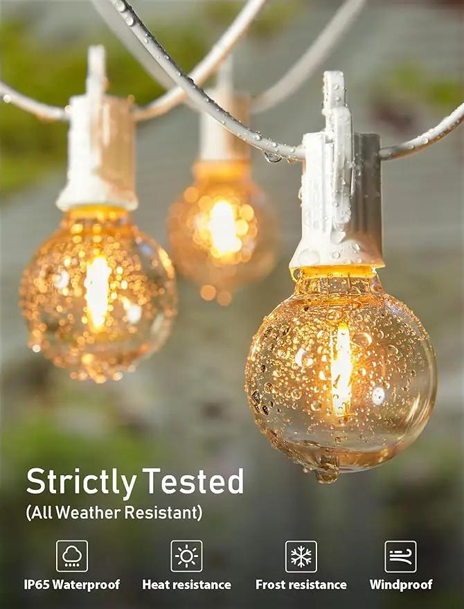 Brightown 25 Feet LED Outdoor String Lights with Shatterproof G40 Edison Bulbs, Connectable and Weatherproof Strand, Commercial Grade Patio Lights for Backyard Garden Patio Decorative, White by GreenHaven Gardens