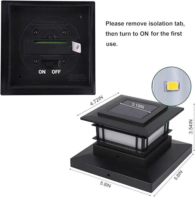 Dynaming 6 Pack Solar Post Lights Outdoor, Solar Powered Fence Post Cap Lights, High Brightness Warm White SMD LED Lighting Decor for Garden Deck Patio, Fit 4x4, 5x5 or 6x6 Vinyl/Wooden Posts by GreenHaven Gardens