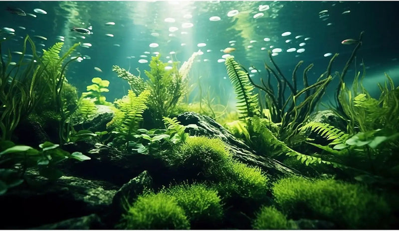 Underwater Fish Tank Background Under The Sea Aquatic Plants Aquarium Background Ocean Floor Rock Terrarium Backgrounds Tropical Fish Green Seaweeds Aquarium Backgrounds for Fish Tank Decor 72x24in by GreenHaven Gardens