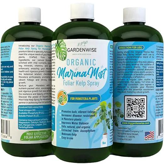Organic Marina Mist Foliar Spray for Monstera, Philodendron, Elephant’s Ear and Other Tropical Houseplant | Liquid Fertilizer | Micro Nutrients for Vital Health | Liquid Plant Food (8 OZ) by GreenHaven Gardens