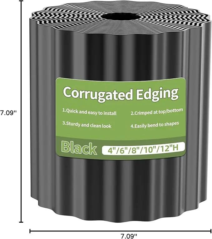 Corrugated Metal Garden Edging, 6"×20Ft Durable Landscape Border for Garden, Lawn, Flower Beds and Paver Edging (Black) by GreenHaven Gardens