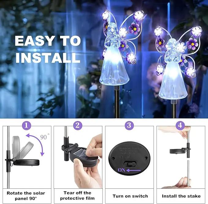 Solar Angels for Cemetery, Fairy Angel Solar Powered Fairy Waterproof Light, 2pcs LED Outdoor Decorative Light, Grave Decorations for Cemetery, Solar Lights for Outside Gardening Supplies by GreenHaven Gardens