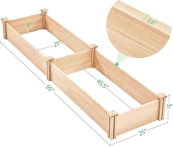Yaheetech 8×2ft Wooden Horticulture Raised Garden Bed Divisible Elevated Planting Planter Box for Flowers/Vegetables/Herbs in Backyard/Patio Outdoor, Natural Wood, 95 x 25 x 11in by GreenHaven Gardens