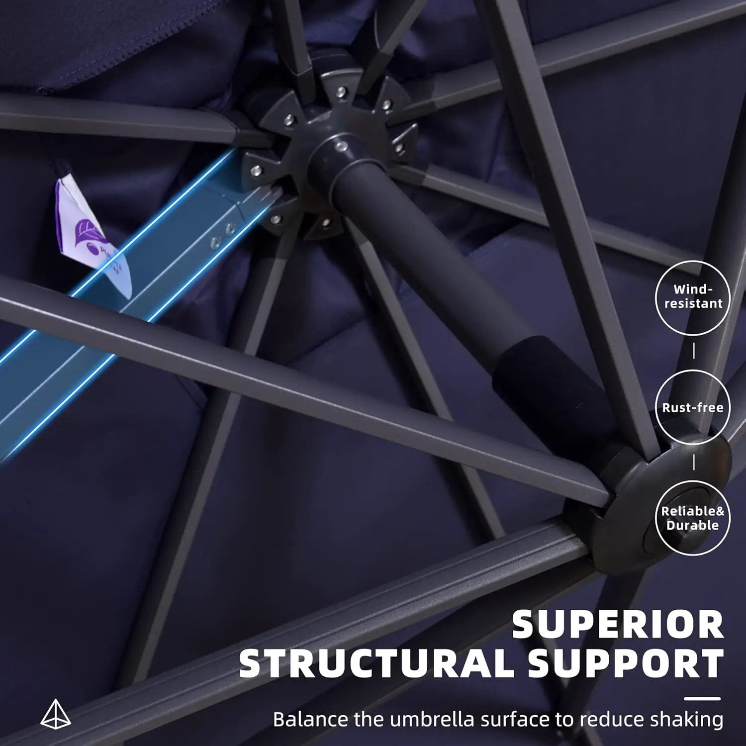 PURPLE LEAF 10 Feet Patio Umbrella Outdoor Cantilever Square Umbrella Aluminum Offset Umbrella with 360-degree Rotation for Garden Deck Pool Patio, Navy Blue by GreenHaven Gardens