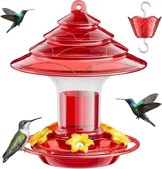 Birdream Hummingbird Feeder for Outdoors Hanging, 20oz Hummingbird Feeders with 5 Bee Guard Feeding Ports & Built-in Ant Moat Brush Leak-Proof for Outside Gifts for Women - Red by GreenHaven Gardens